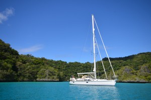 Adina anchored in the Bay of Islands, Fiji
