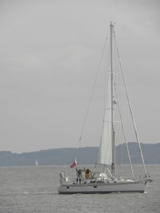 Waving farewell at Hurst Castle