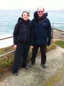 Susie and Richard admire the weather at Lizard Point