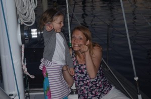 Susie and Leah dancing on the bow!
