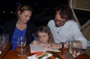 Frida, Jurgen and Leah sign our guestbook