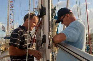 Working with Jerry on the spinnaker pole