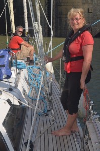 Jacque and Jacqueline manage the bow lines