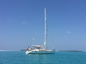 Adina anchored in the Maldives